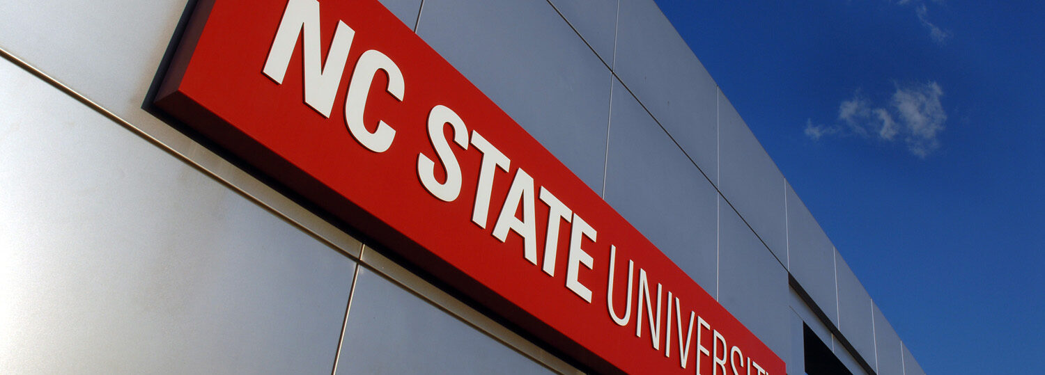 NC State University sign on metal background